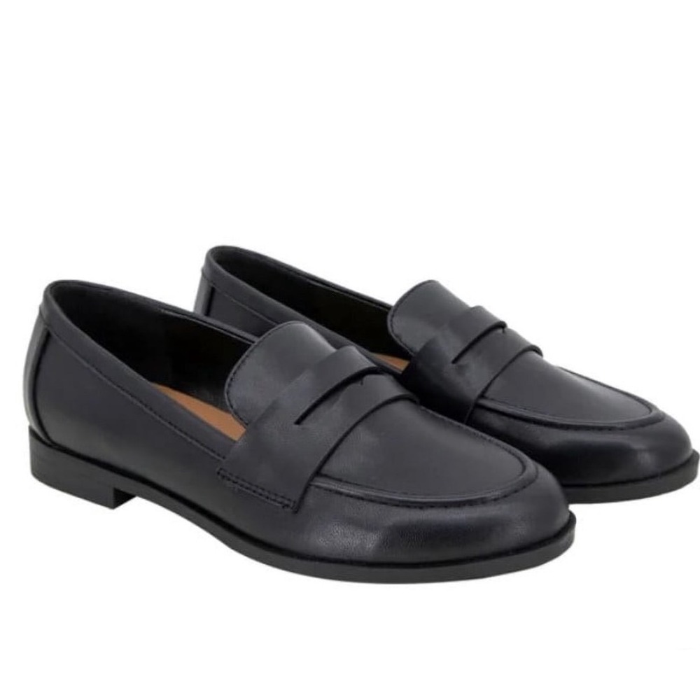 Kensie Vintage Y2K Gitty Black Penny Leather Slip On Loafers Women's Size 9M